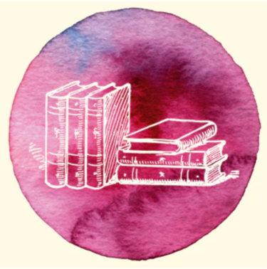 Logomotiv von 80 Jahre Aufbau Verlage mit Illustration eines Bücherstapels im Kreis