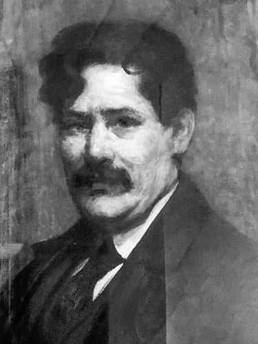 Historisches Gemälde, Portrait eines Mannes in schwarz-weiss