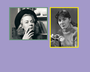 Grafik mit Porträts von Tove Ditlevsen und Brigitte Reimann