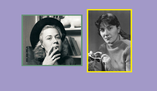 Grafik mit Porträts von Tove Ditlevsen und Brigitte Reimann