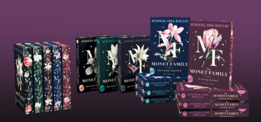 Grafik mir Mockups der ersten fünf Bände von Weronika Anna Marczak, Monet Family