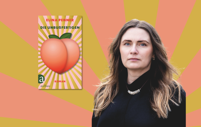 Banner mit Porträt von Elina Penner und Cover von Die Unbußfertigen