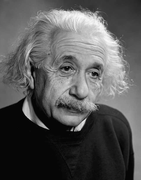 Schwarz-weiss-Fotografie von Fred Stein, Porträt von Albert Einstein.