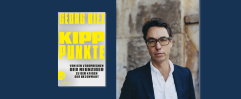 Banner mit Porträt von Gregor Diez und Cover von Kipppunkte
