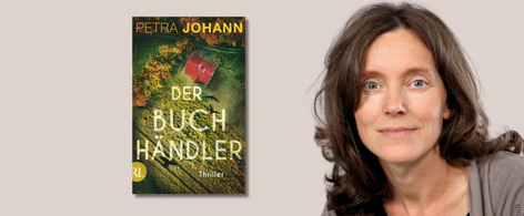 Banner mit Portraät von Petra Johann und Cover von Der Buchhändler