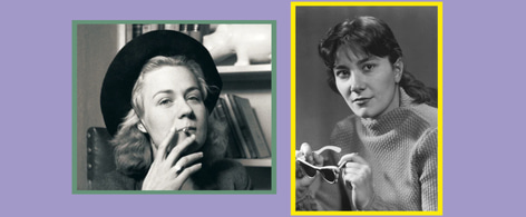 Grafik mit Porträts von Tove Ditlevsen und Brigitte Reimann