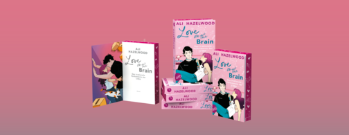 Banner mit mehreren Mockups von Ali Hazelwood, Love on the Brain im Taschenbuch