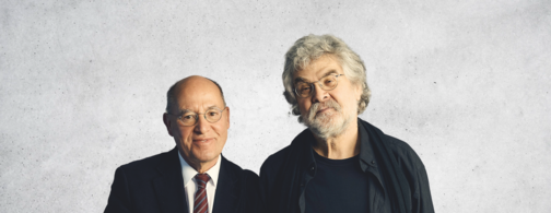 Banner mit Porträt von Gregor Gysi und Hans-Dieter Schütt