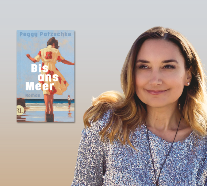 Banner mit Portrait von Peggy Patzschke und Cover von Bis ands Meer