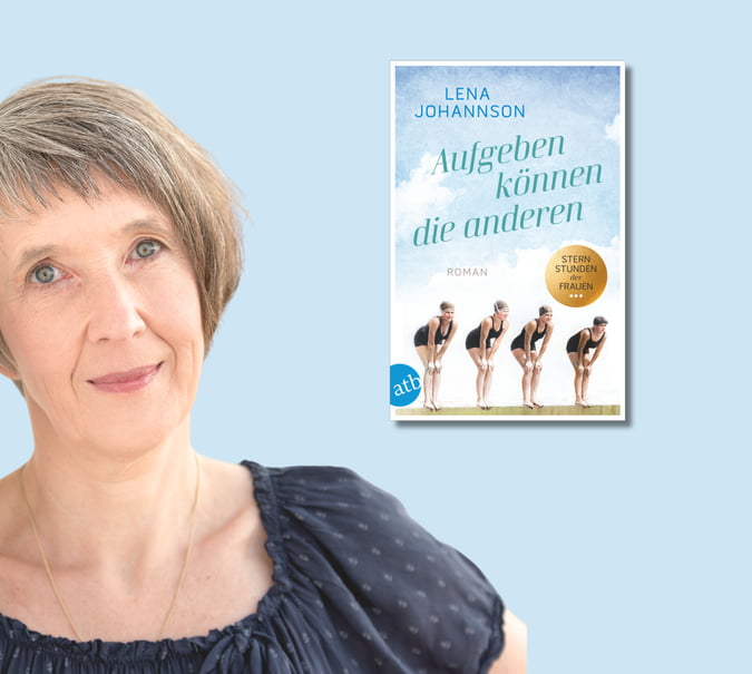 Banner mit Porträt von Lena Johannson und Cover von Aufgeben können die anderen