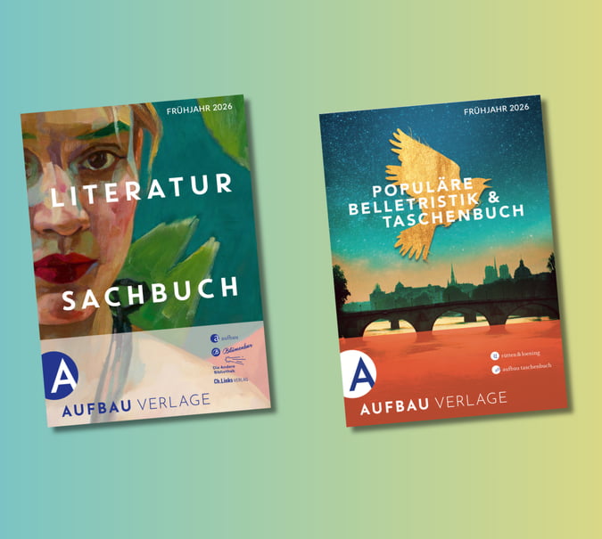 Banner mit Covers der Vorschauen Frühjar 2026: Literatur und Sachbuch sowie poluläre Belletristik und Tacshenbuch