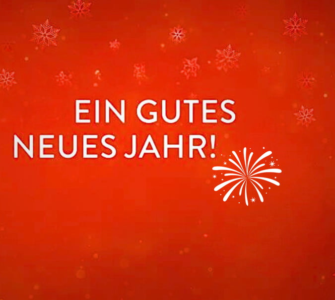 Banner mit weihnachtlichem Hintergrund und Text: "EIN GUTES NEUES JAHR!"