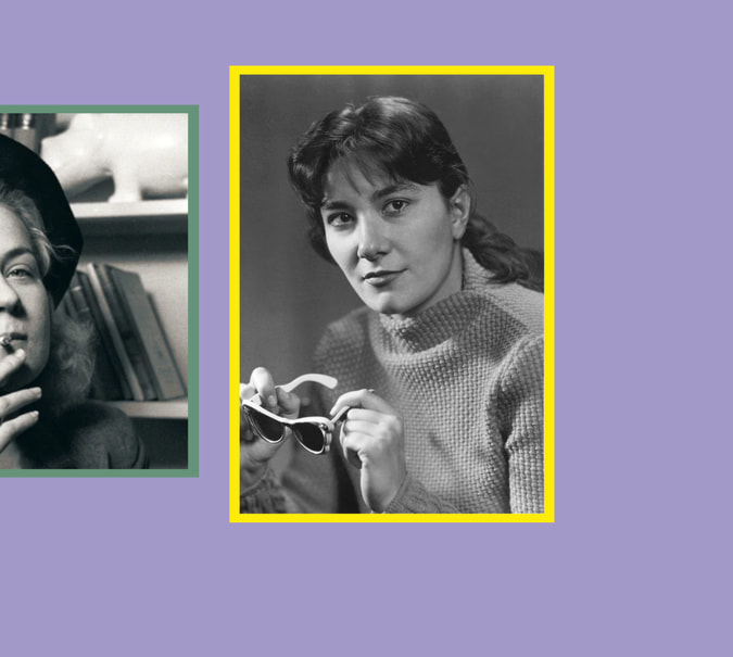 Grafik mit Porträts von Tove Ditlevsen und Brigitte Reimann